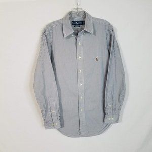 Polo Ralph Lauren Mens Blue Striped Classic Fit Dress Shirt Size 14.5- 32/33